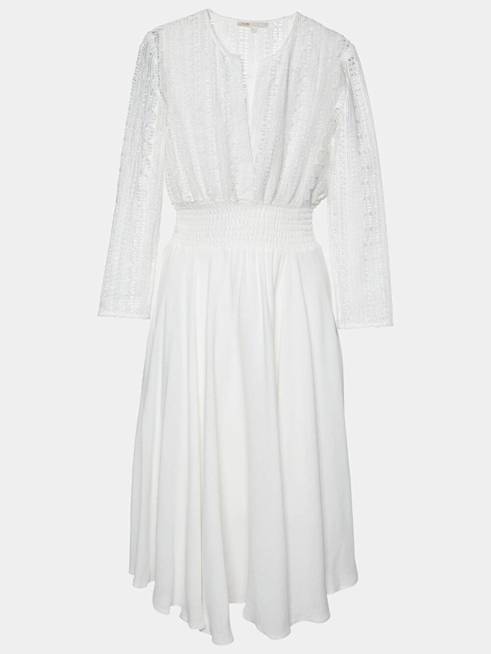 NWOT MAJE Raya White Broderie Anglaise Crepe Fit & Flare Midi Dress, Size 1/S